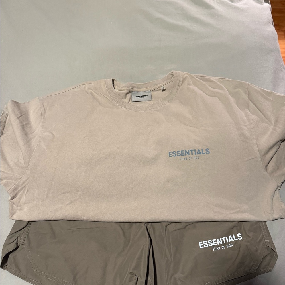 Essentials Taupe Elastic Waist Shorts
